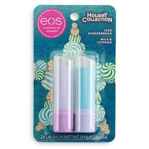 eos Holiday Lip Balm Stick - Iced Gingerbread + Milk & Cookies - 2pk